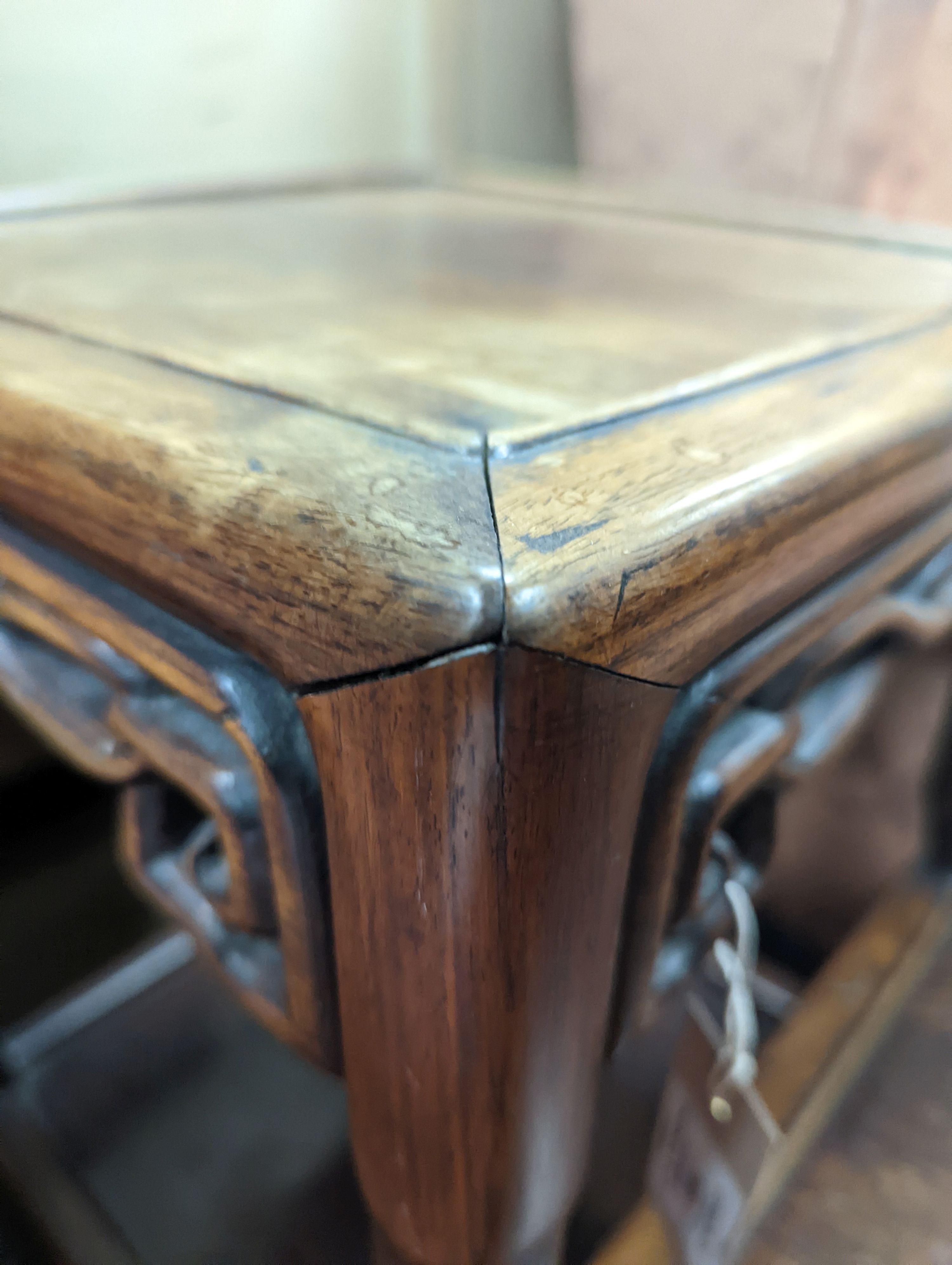 A Chinese hardwood two tier table, width 80cm, depth 38cm, height 80cm